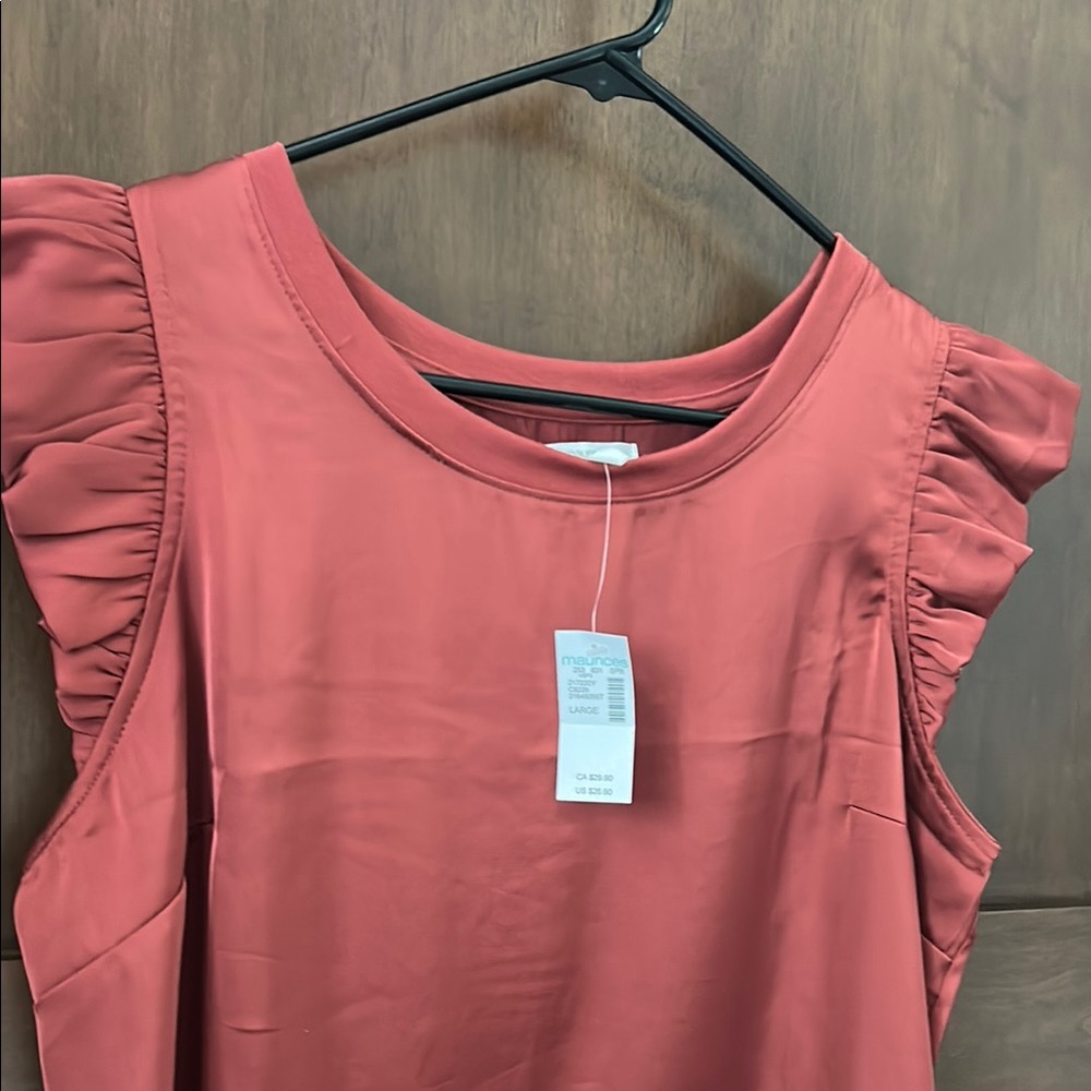 Maurices Rust Sleeveless Ruffled Blouse - Picture 2 of 6